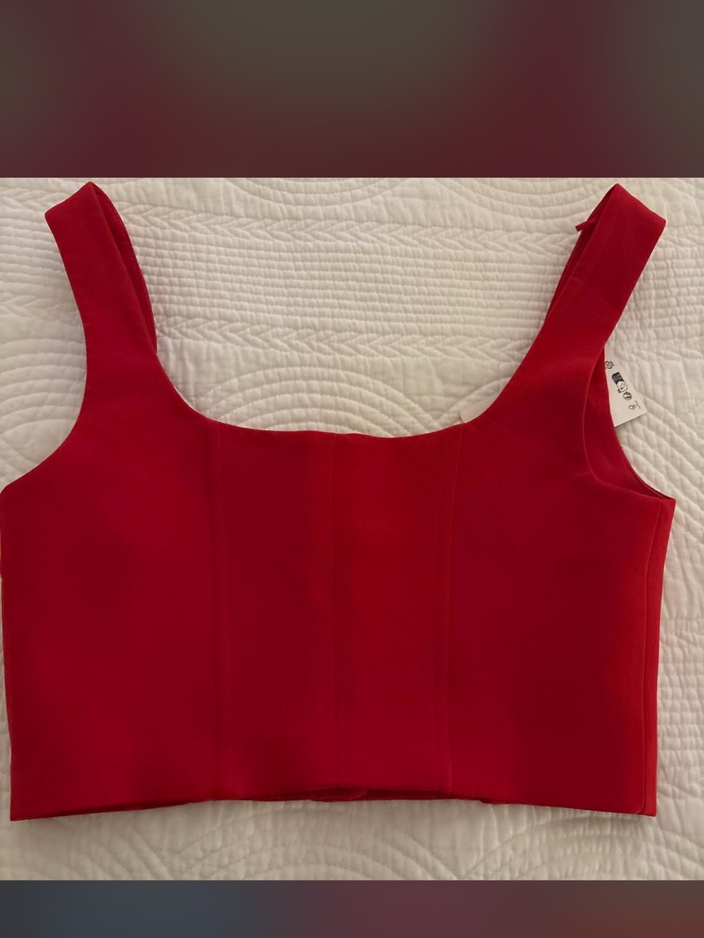 Zara Bright Red Embellished Crop Top - Picture 2 of 3
